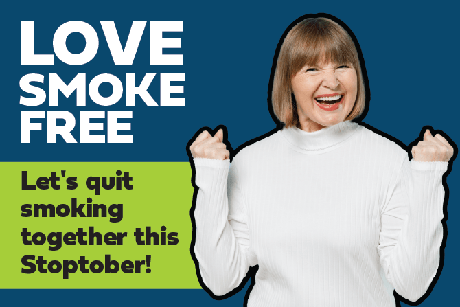 Person celebrating the fact they're smoke free